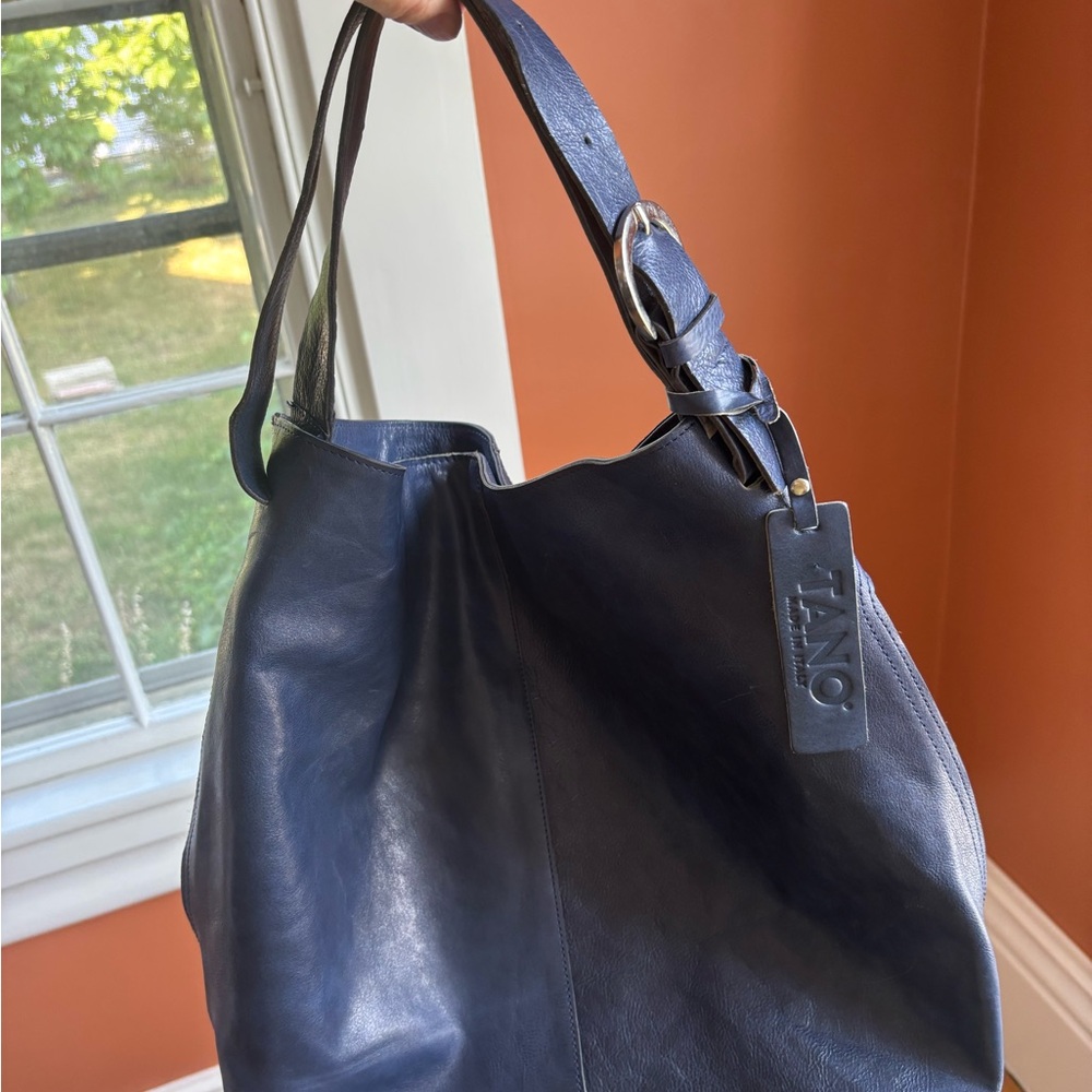 Tano Navy Leather Tote - Picture 4 of 6